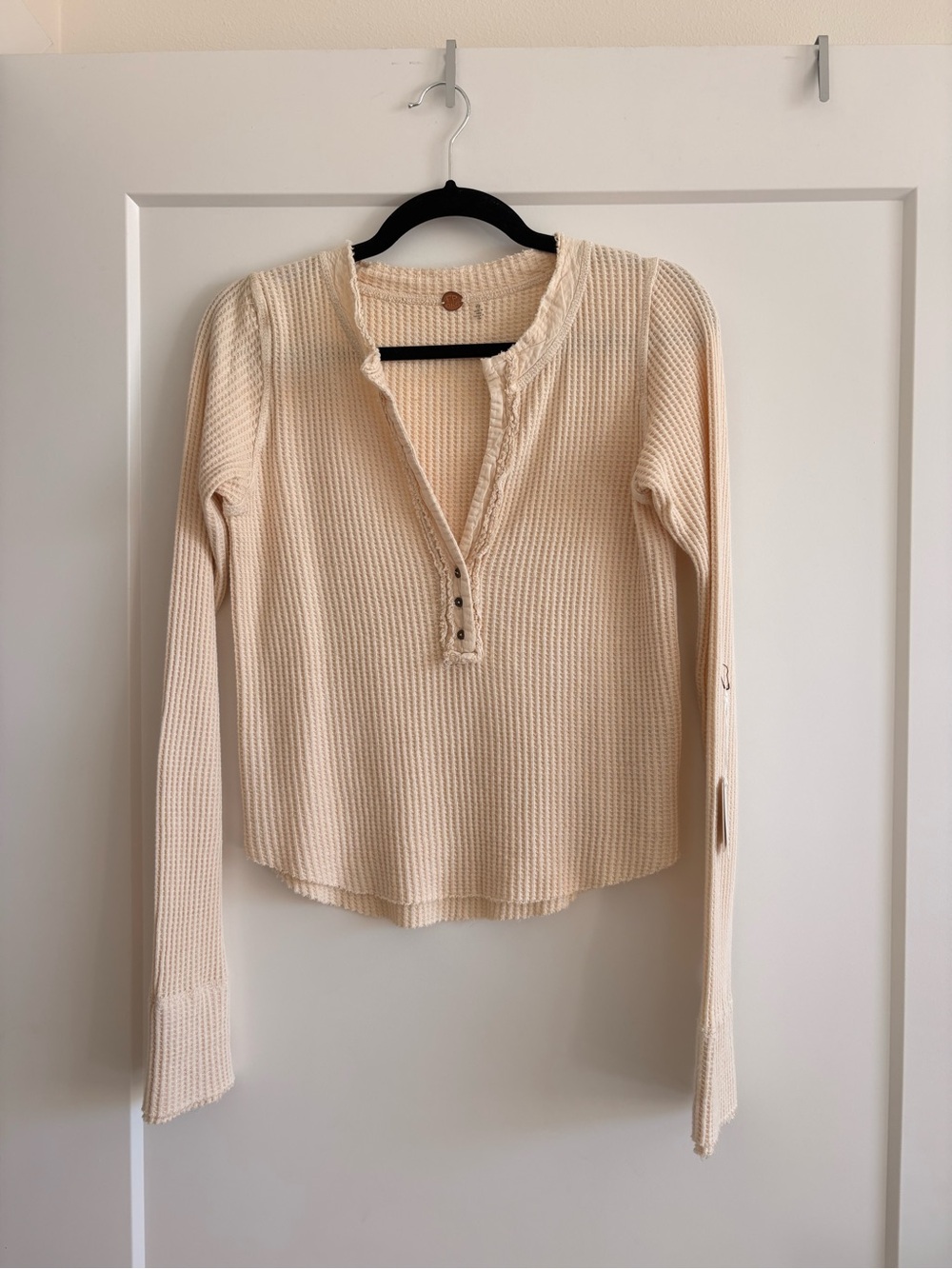 Free People Waffle Henley Long-Sleeve Top